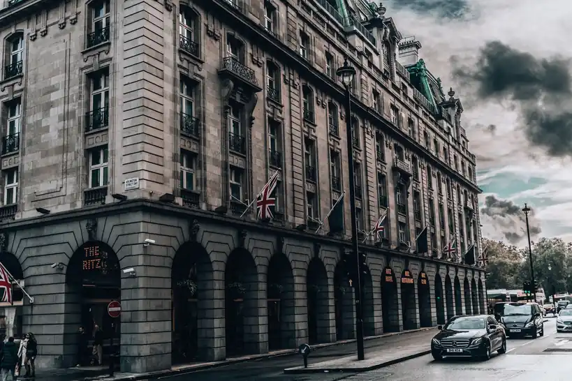 Luxurious London Ritz Hotel facade